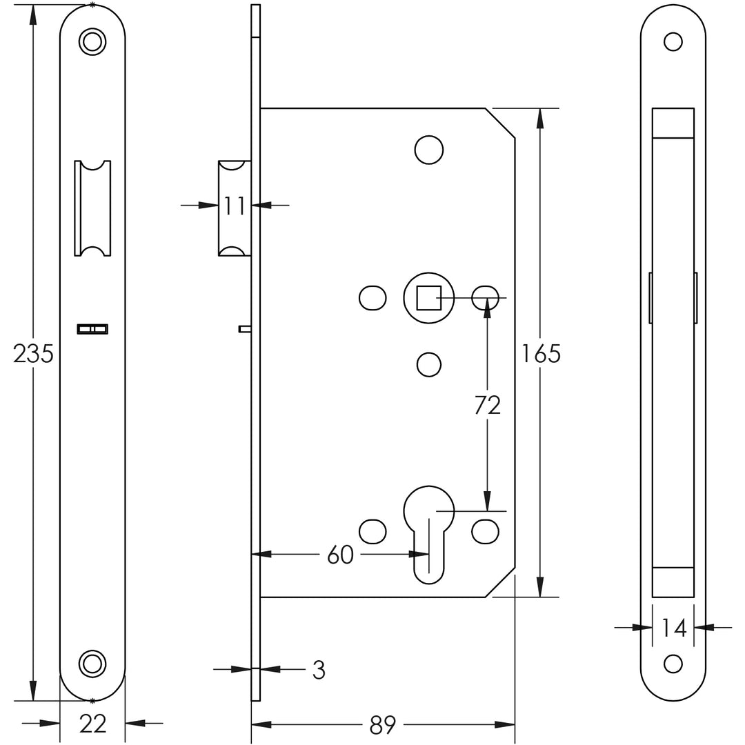 Frelan Jedo European DIN Radius Cylinder Nightlatch - itfitz