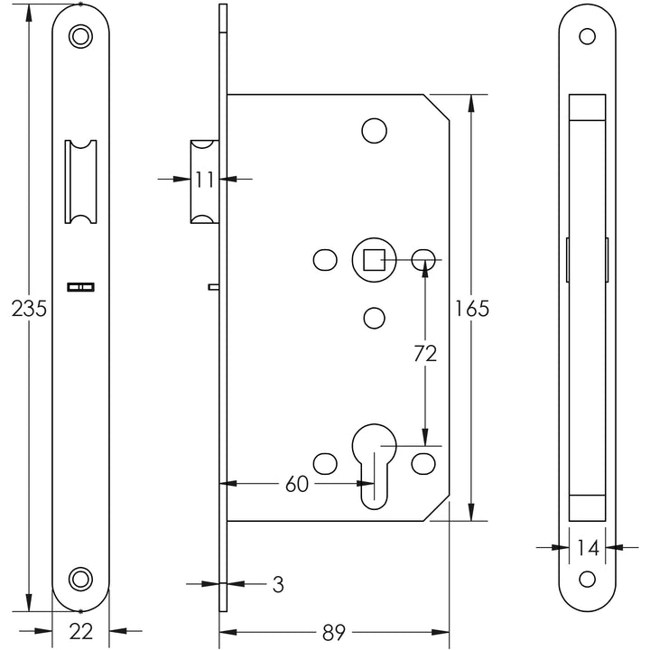Frelan Jedo European DIN Radius Cylinder Nightlatch - itfitz