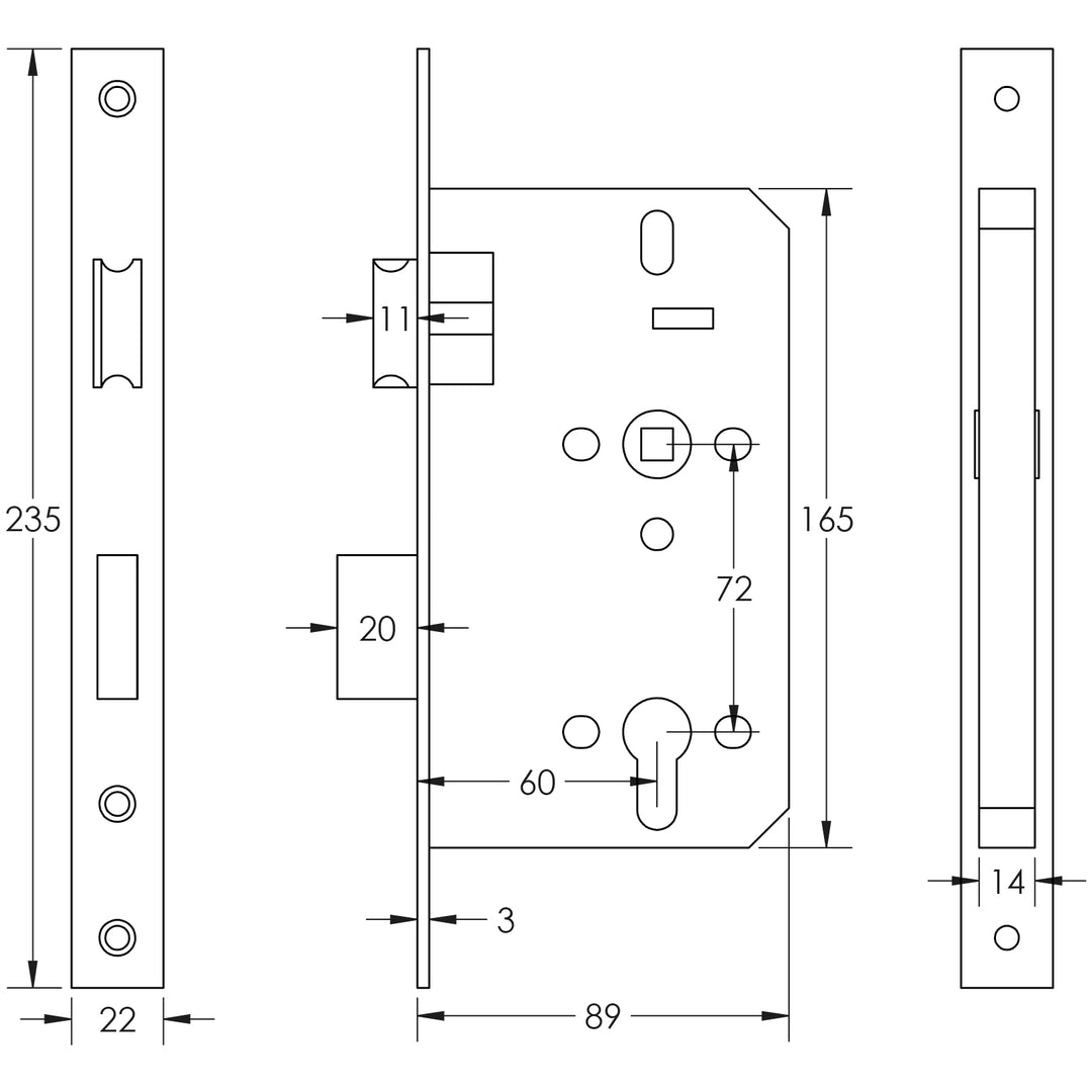 Frelan Jedo European DIN Square Cylinder Sashlock - itfitz