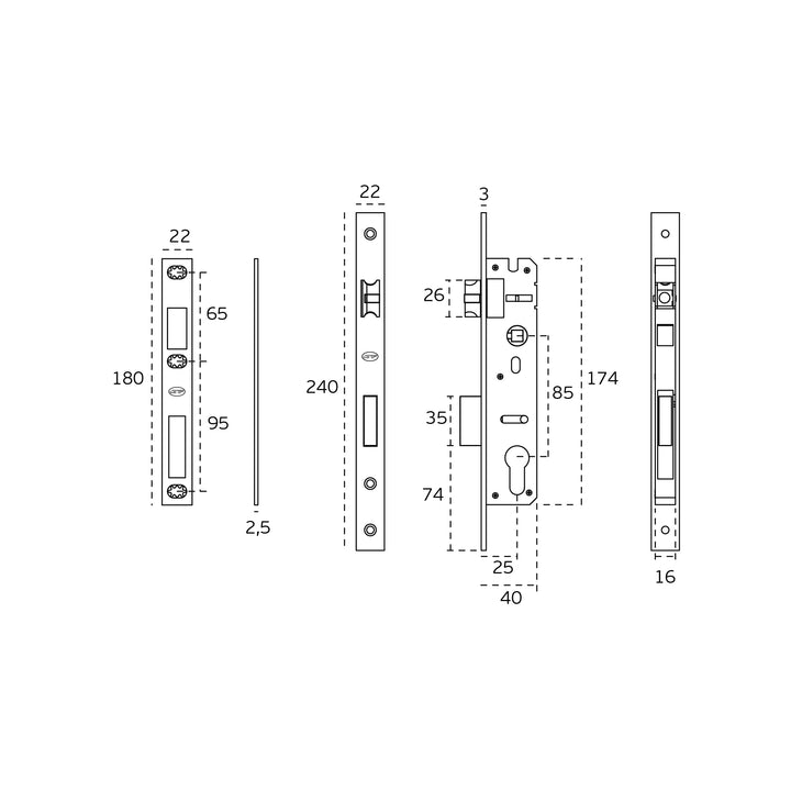 JNF 400 Narrow Stile Satin Stainless Sashlock