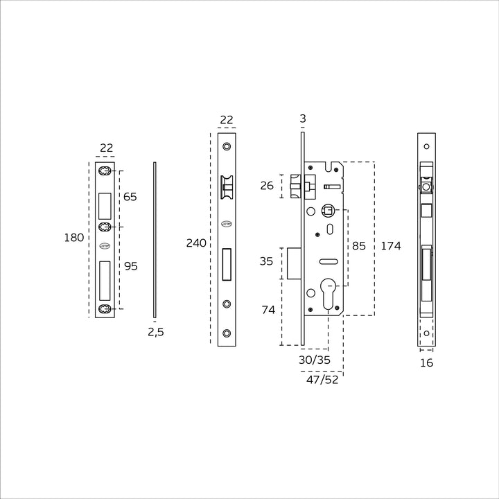 JNF 400 Narrow Stile Satin Stainless Sashlock