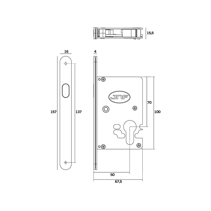JNF Sliding WC Deadbolt
