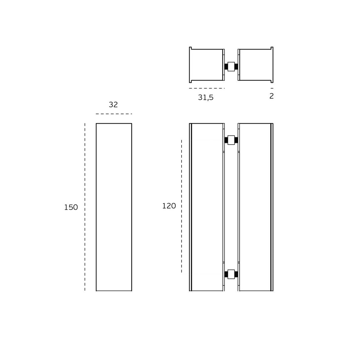 JNF IN.75.050.D GLASS DOOR KNOBS TECHNICAL DRAWING - ITFITZ