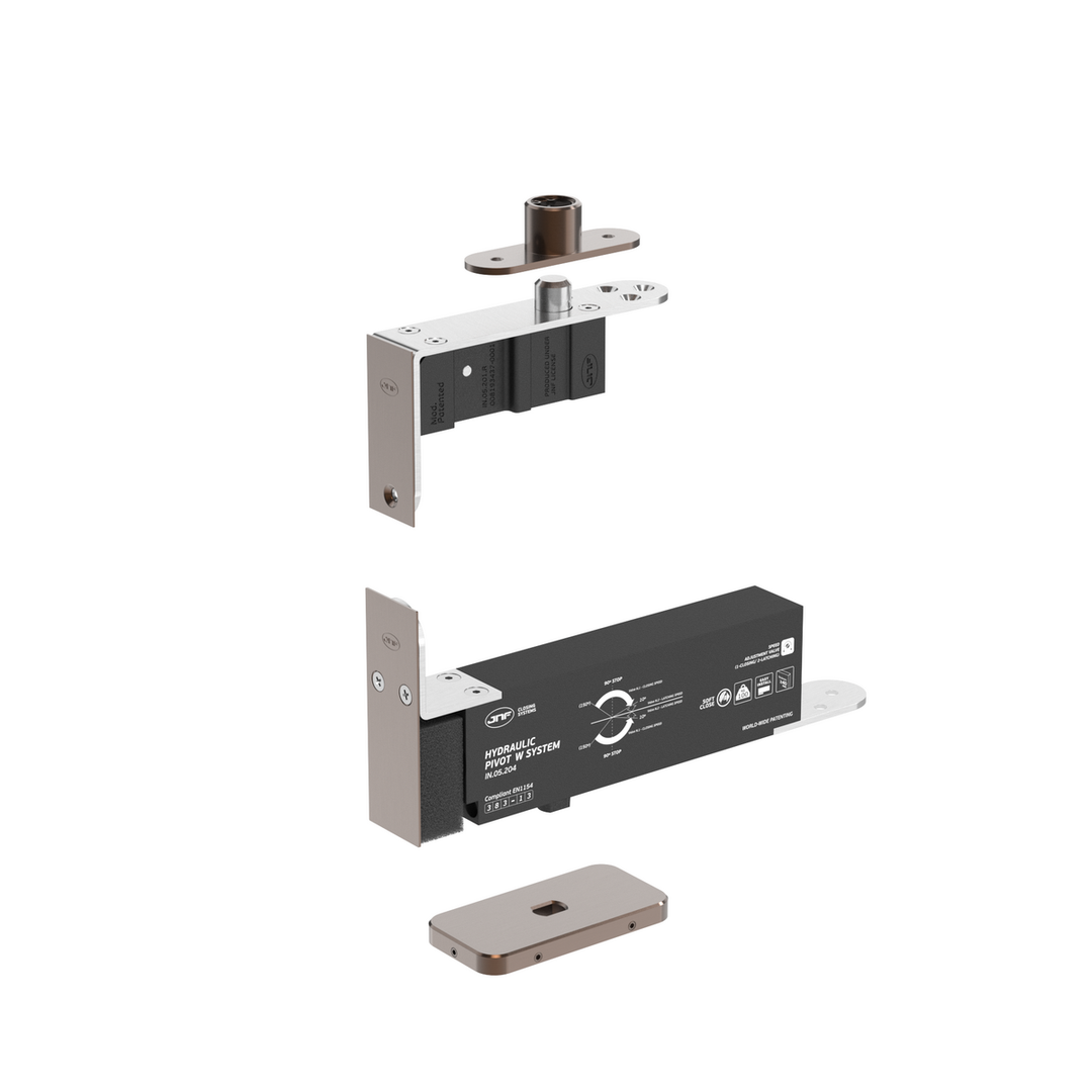 JNF IN.05.204.HO.BH2UP4 Edge Double action 100kgs hydraulic timber door pivot set - Hold Open