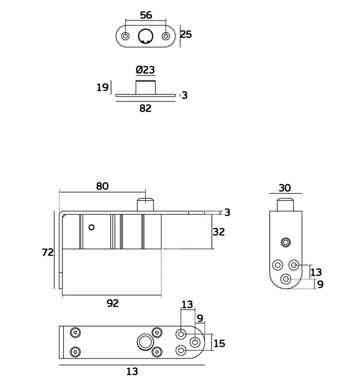 JNF IN.05.204.HO.BH1UP4 Edge Double action 100kgs hydraulic timber door pivot set - Hold Open
