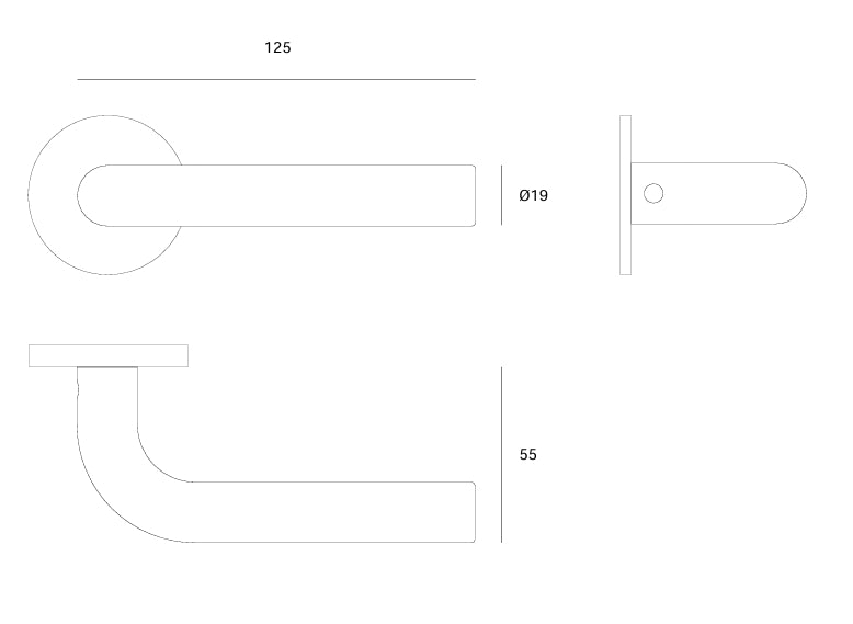 JNF Tubular 028LMR Grade 316 Straight Ball Bearing Lever Handle Set