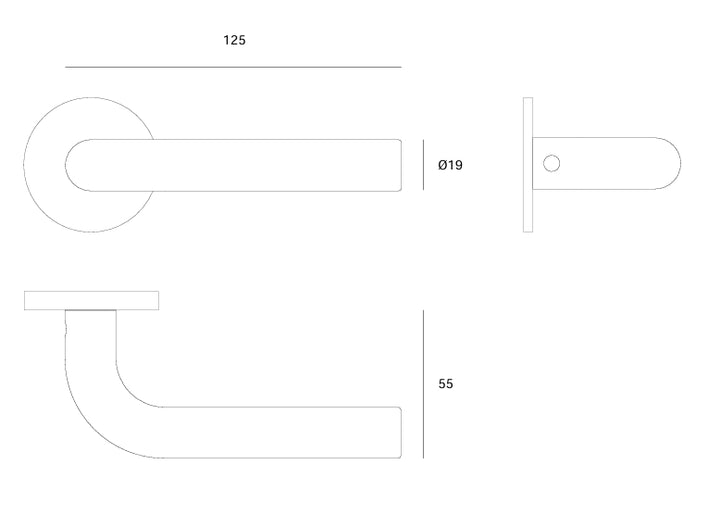 JNF Tubular 028LMR Grade 316 Straight Ball Bearing Lever Handle Set