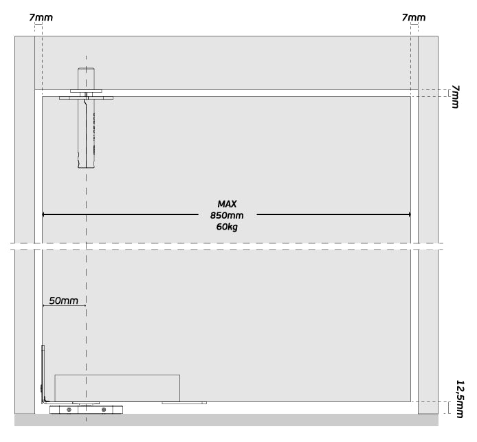 JNF IN.05.203.HO double action 60kgs CAM hydraulic timber door pivot set