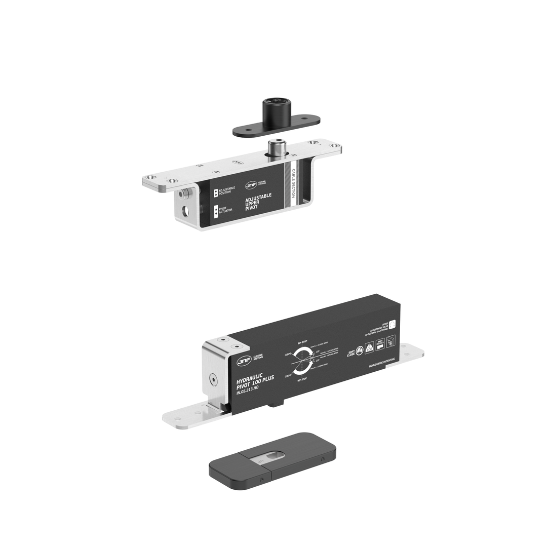JNF IN.05.213.HO.BH3UP1 double action 100kgs CAM hydraulic timber door offset pivot set - Hold Open