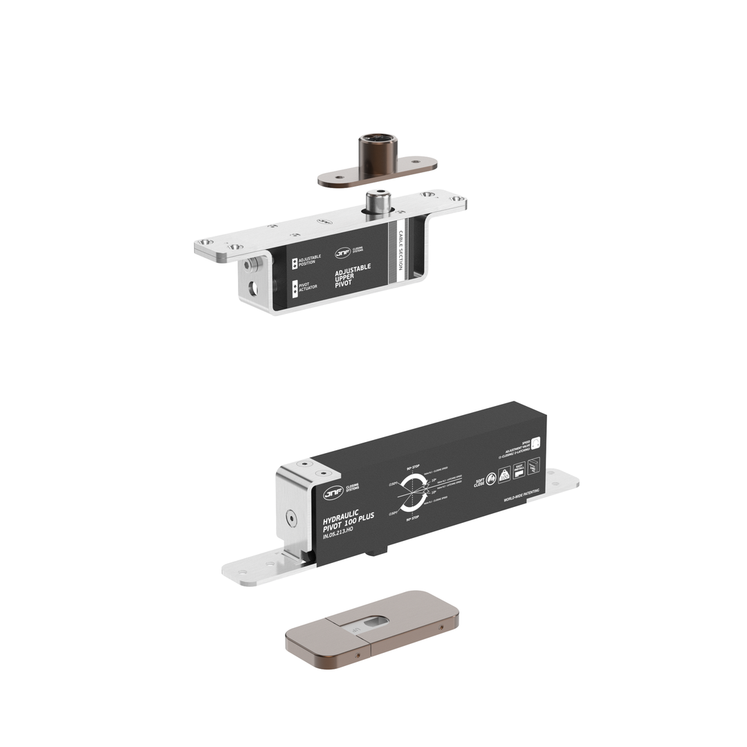 JNF IN.05.213.HO.BH3UP1 double action 100kgs CAM hydraulic timber door offset pivot set - Hold Open