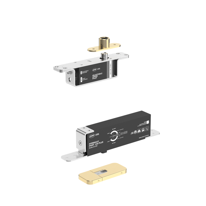 JNF IN.05.213.HO.BH3UP1 double action 100kgs CAM hydraulic timber door offset pivot set - Hold Open