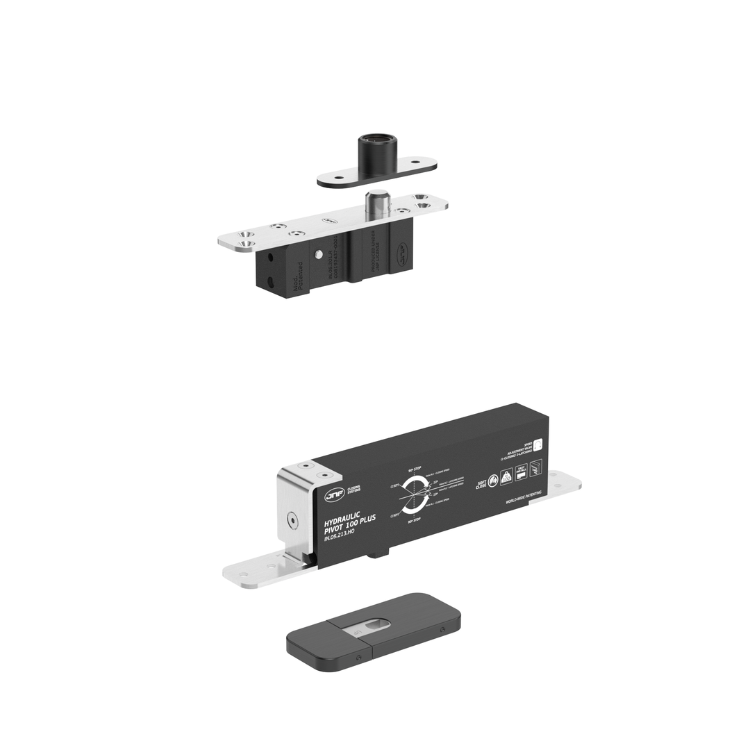 JNF IN.05.213.HO.BH3UP5 double action 100kgs CAM hydraulic timber door offset pivot set - Hold Open
