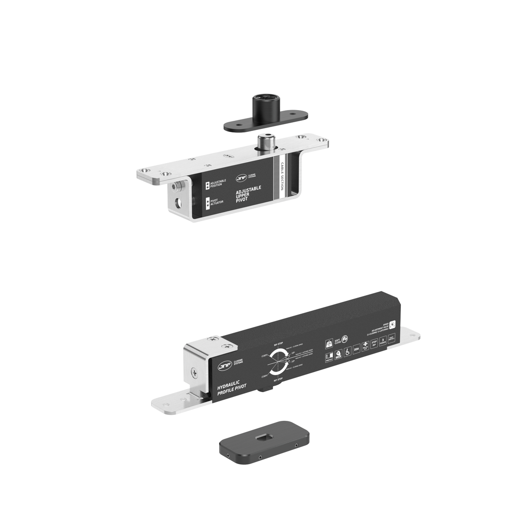 JNF IN.05.224.HO BH1UP1 Plus Double action 100kgs hydraulic timber door pivot set - Hold Open