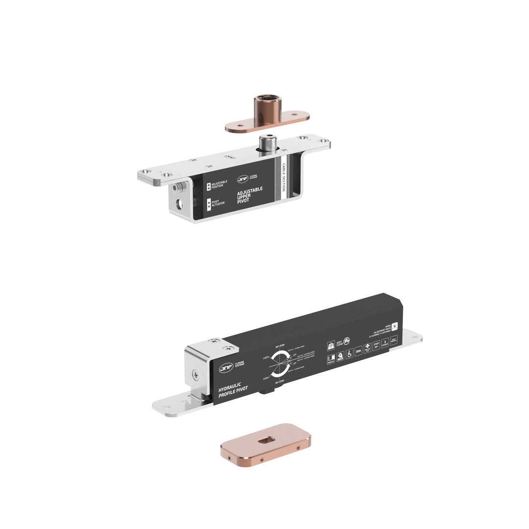 JNF IN.05.224.HO BH1UP1 Plus Double action 100kgs hydraulic timber door pivot set - Hold Open
