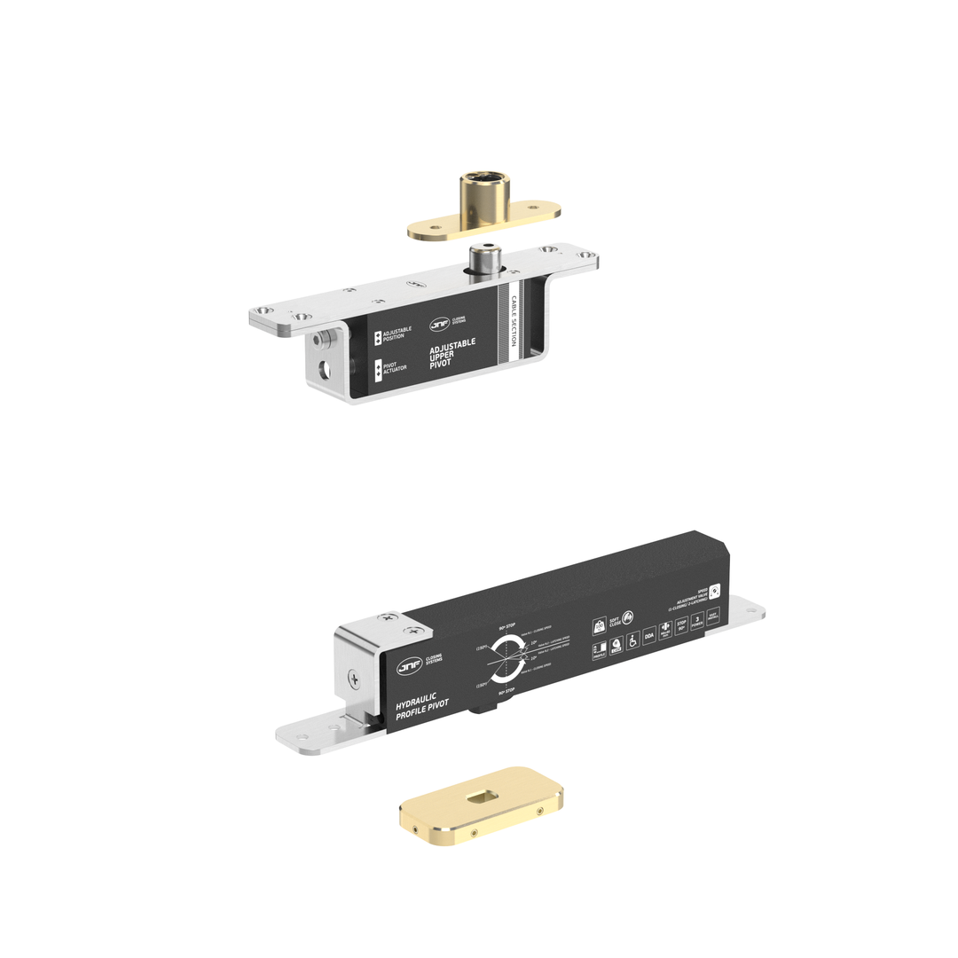 JNF IN.05.224.HO BH1UP1 Plus Double action 100kgs hydraulic timber door pivot set - Hold Open