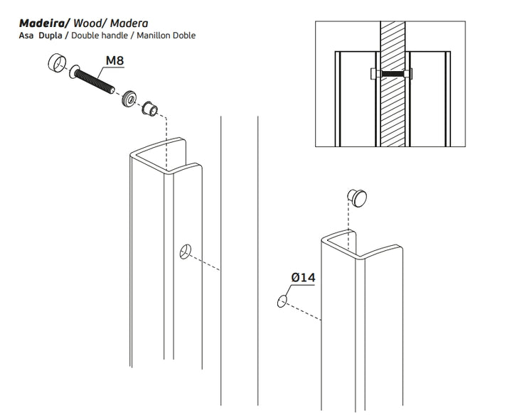 JNF Rectangular Open Angle Pull Handle