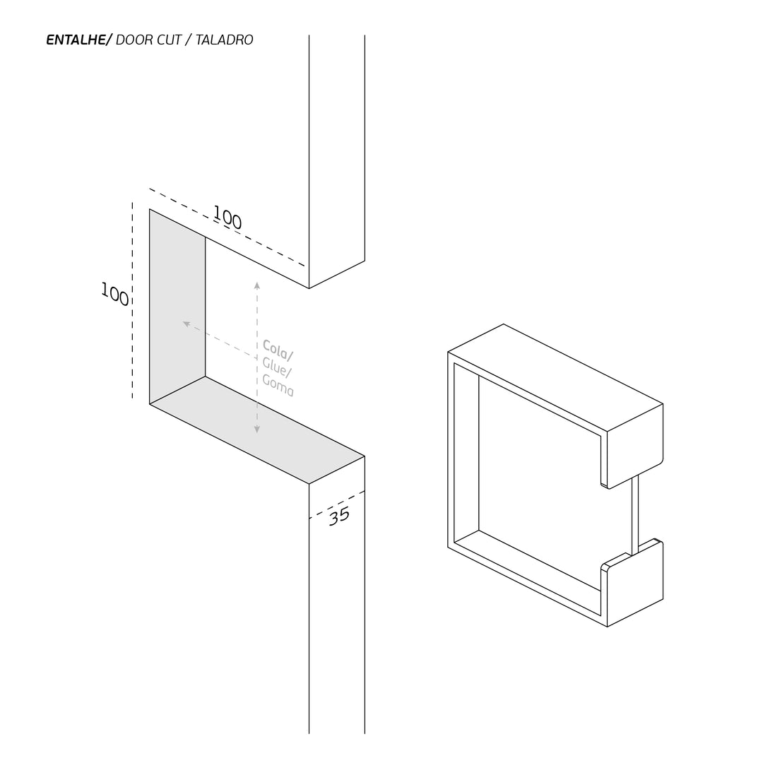 JNF Square 300 Flush Sliding Pocket Door Handle