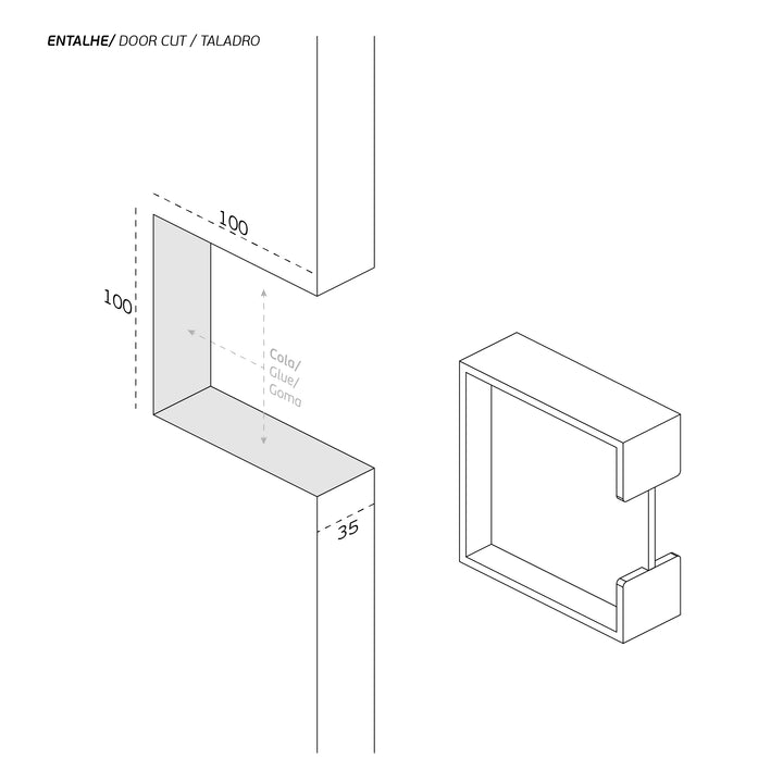 JNF Square 300 Flush Sliding Pocket Door Handle