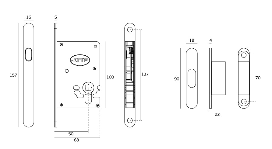 JNF Square 940 Sliding WC Turn and Release Kit
