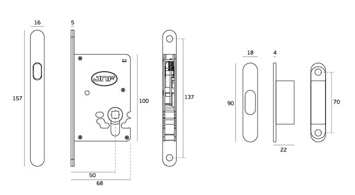JNF Square 940 Sliding WC Turn and Release Kit