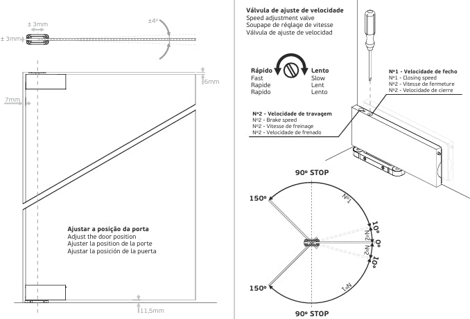 JNF IN.81.203 Double action 100kgs CAM hydraulic glass door pivot patch set
