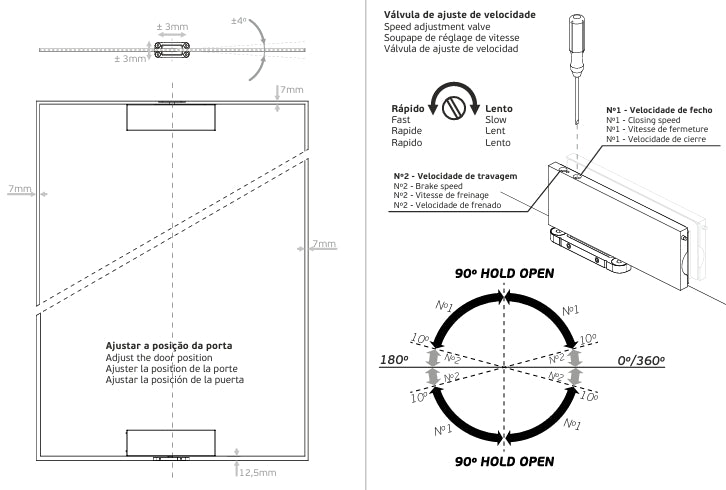 JNF IN.81.206 W 360º 200kgs CAM hydraulic glass door pivot patch set