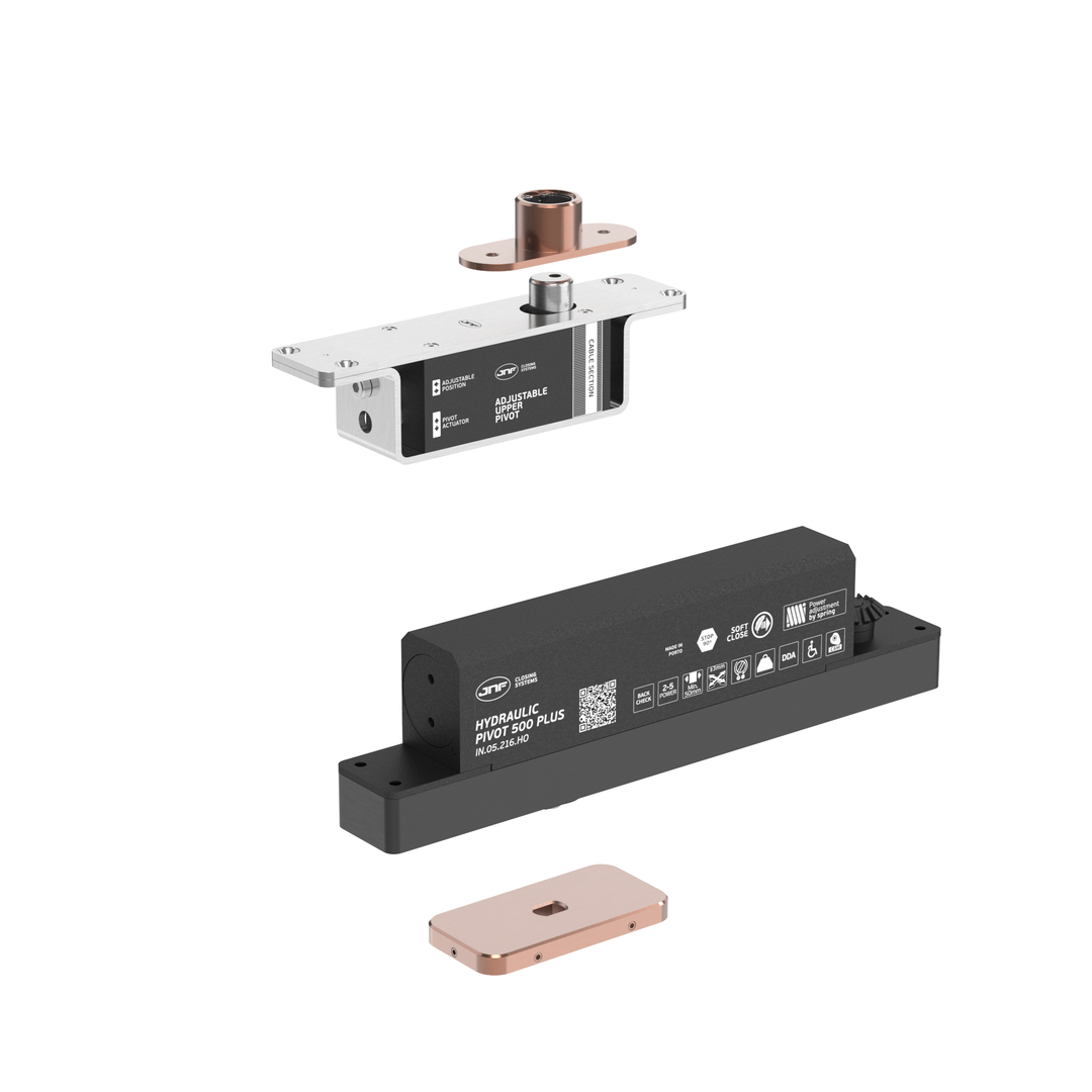 JNF IN.05.216.HO.BH2HUP2 double action 500kgs CAM hydraulic timber door pivot set - Hold Open - Itfitz