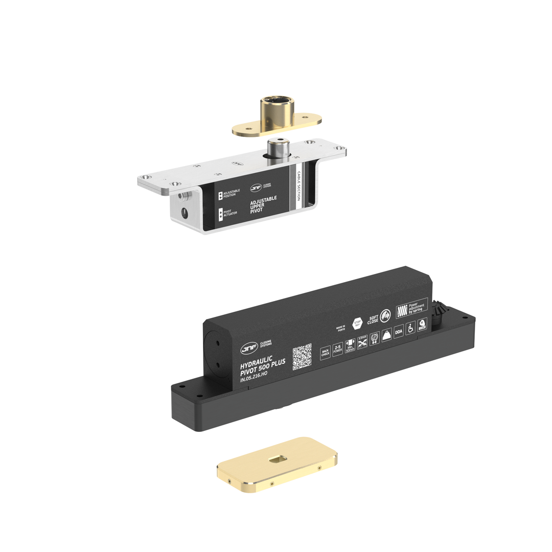 JNF IN.05.216.HO.BH2HUP2 double action 500kgs CAM hydraulic timber door pivot set - Hold Open - Itfitz