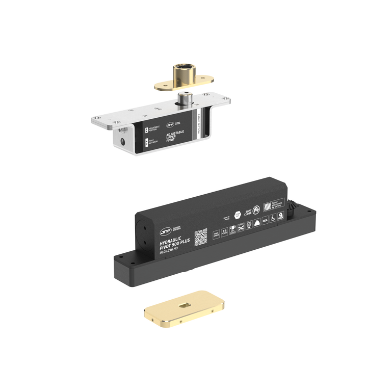 JNF IN.05.216.HO.BH2HUP2 double action 500kgs CAM hydraulic timber door pivot set - Hold Open - Itfitz