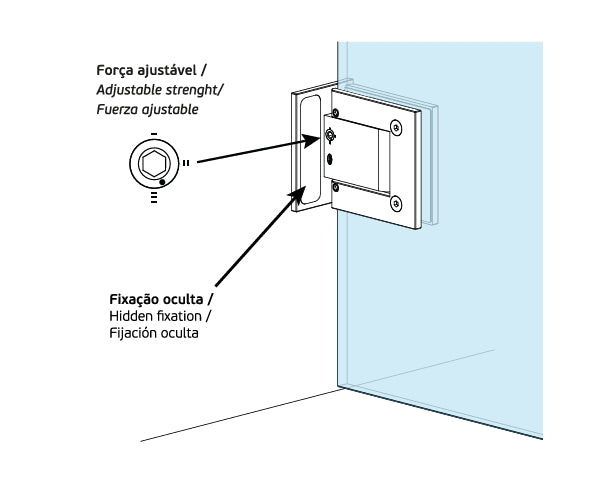 JNF 60kgs Hydraulic Wall to Glass Shower Hinge
