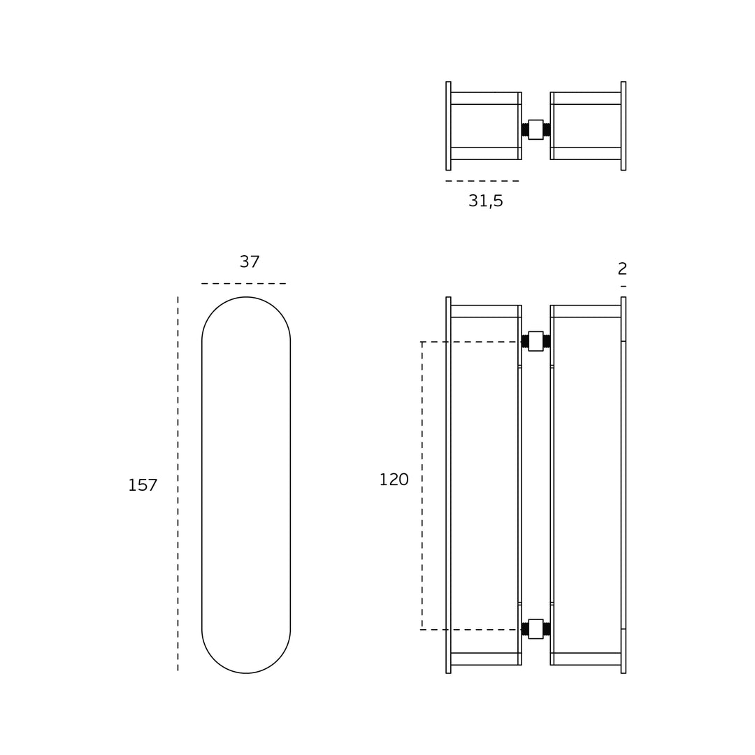 JNF IN.75.051.D GLASS DOOR KNOBS TECHNICAL DRAWING - ITFITZ