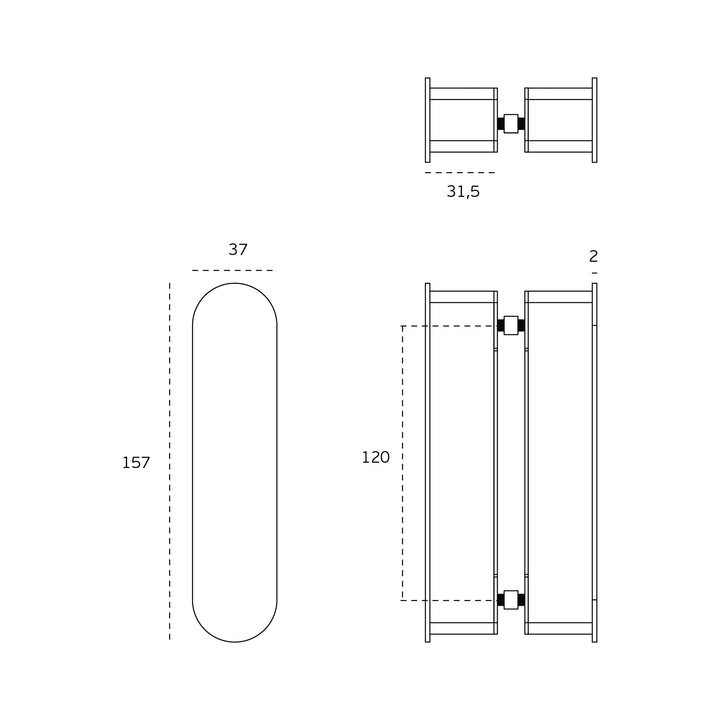 JNF IN.75.051.D GLASS DOOR KNOBS TECHNICAL DRAWING - ITFITZ