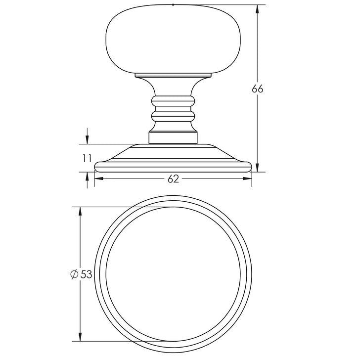Frelan Jedo JV46 Mushroom Mortice Door Knobs