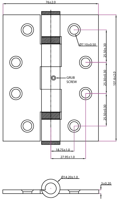 M.Marcus Heritage Brass SS-4x3 Ball Bearing Butt Hinge 100x76mm - itfitz