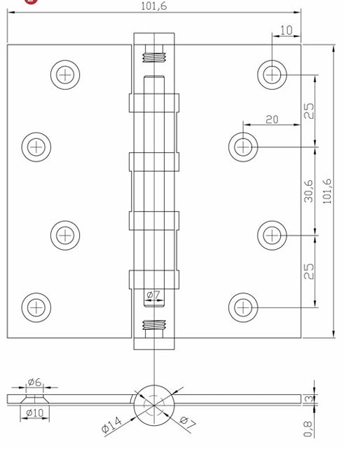 M.Marcus Heritage Brass Ball Bearing Butt Hinge 100x100mm