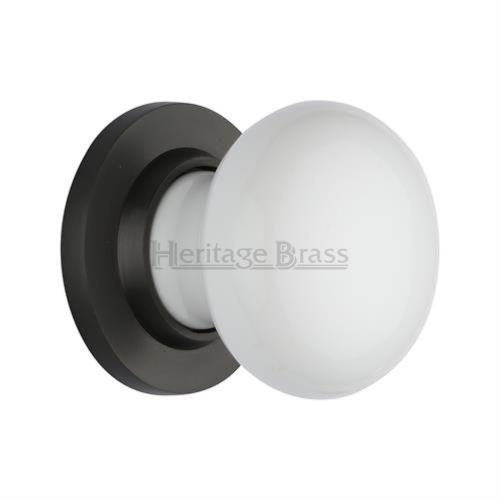 M.Marcus Heritage Brass Plain White Porcelain Door Knob Set - itfitz