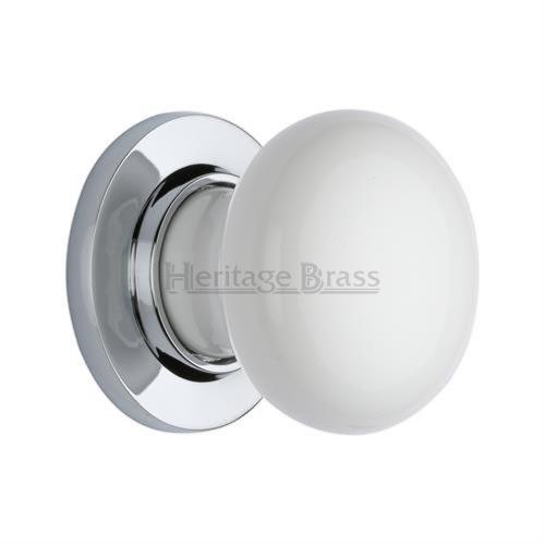 M.Marcus Heritage Brass Plain White Porcelain Door Knob Set - itfitz