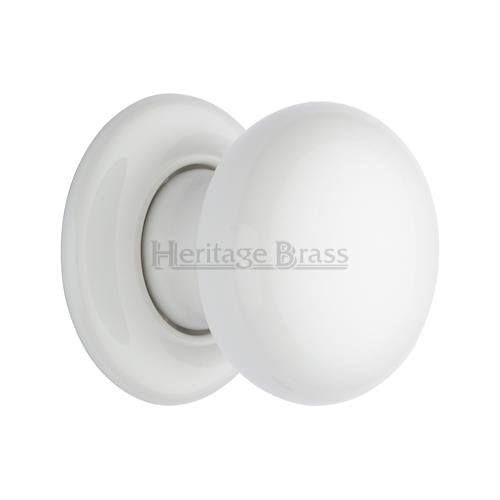 M.Marcus Heritage Brass Plain White Porcelain Door Knob Set - itfitz