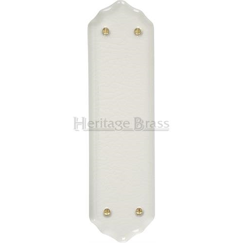 M.Marcus Heritage Brass White Crackle Porcelain Shaped Finger Plate - itfitz