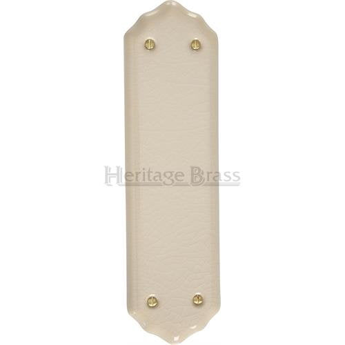 M.Marcus Heritage Brass Cream Crackle Porcelain Shaped Finger Plate - itfitz