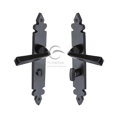 M.Marcus Black Iron Rustic Ironbridge Lever Handle on Plate - itfitz