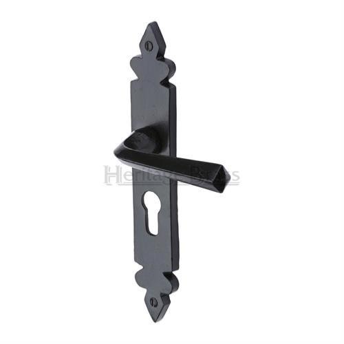 M.Marcus Black Iron Rustic Ironbridge Lever Handle on Plate - itfitz