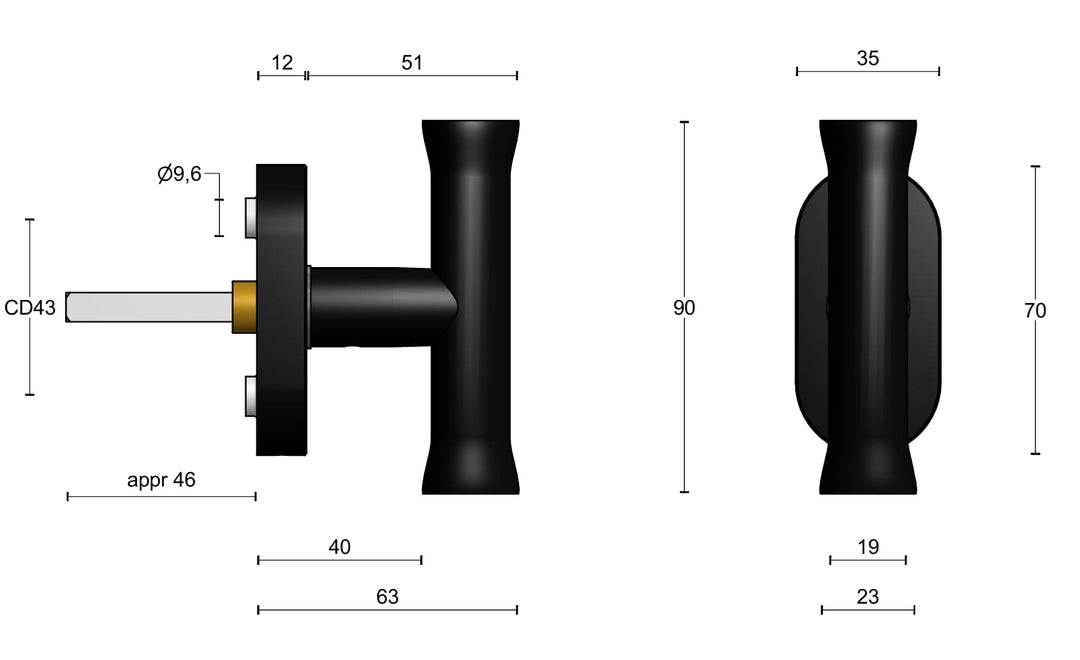 Nour EV102-DK-O Non-Locking Tilt and Turn Window Handle