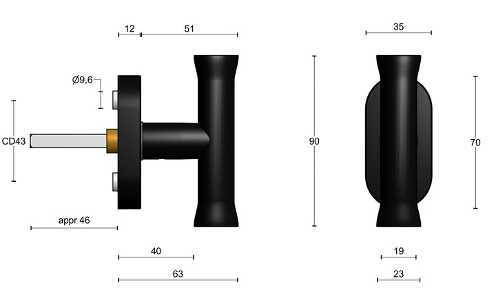 Nour EV102-DK-O Non-Locking Tilt and Turn Window Handle
