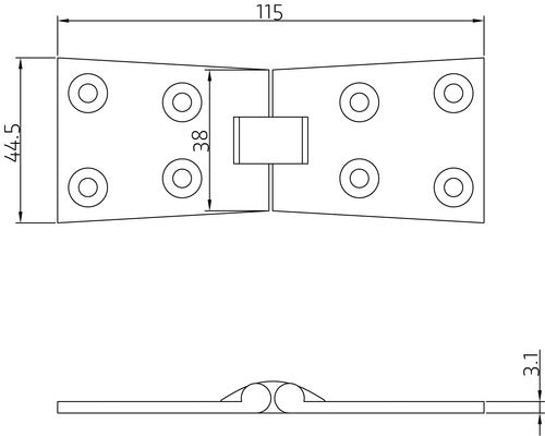 SIMONSWERK BRASS HINGE REF 0520 DRAWING