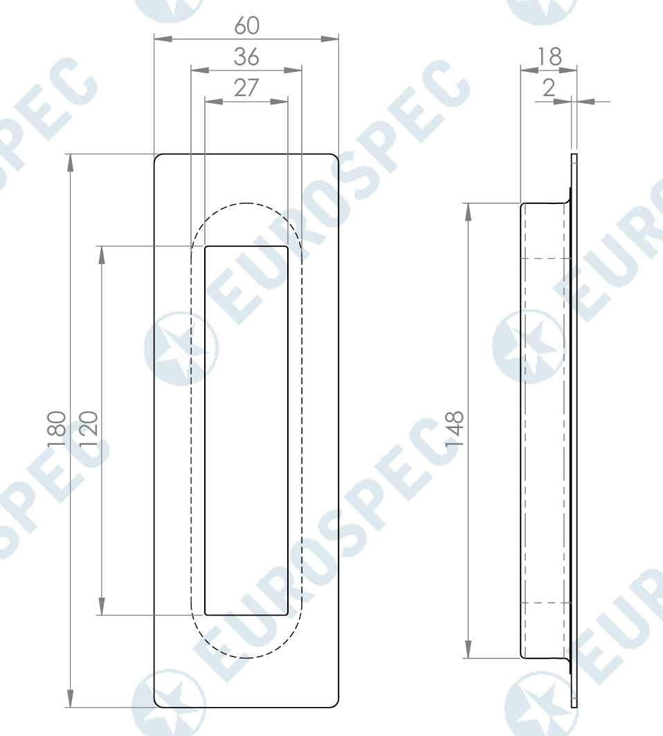 Carlisle Brass Rectangular 180 Flush Handle