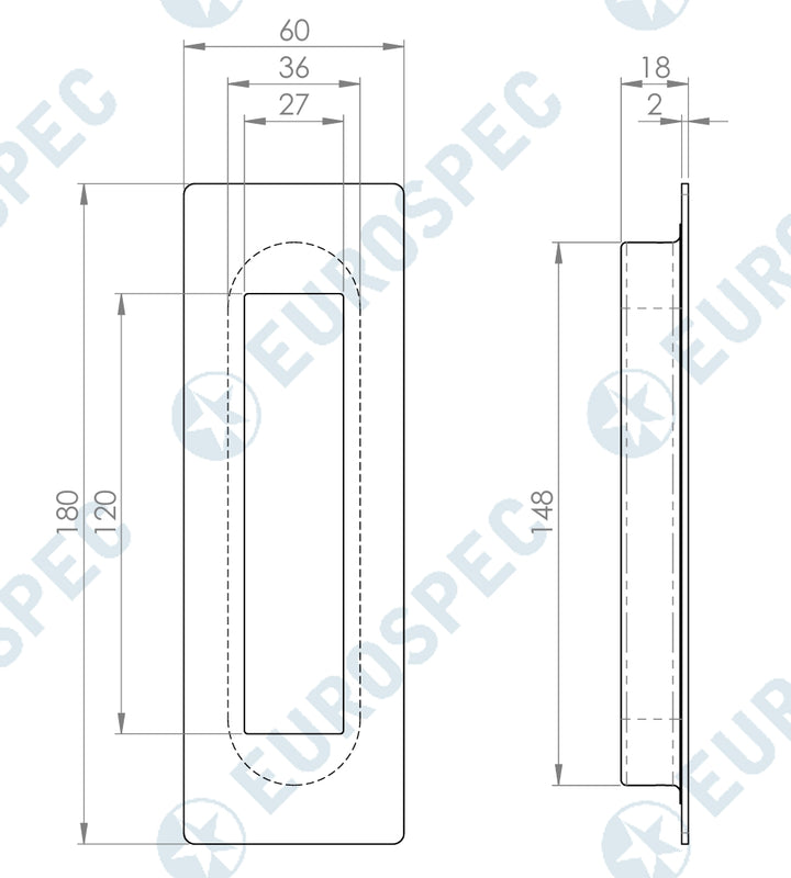 Carlisle Brass Rectangular 180 Flush Handle