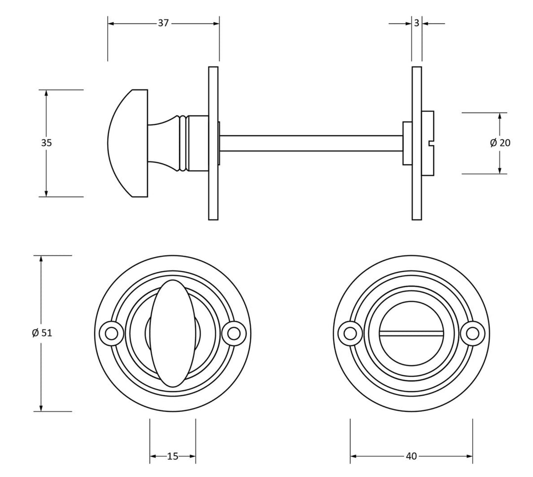 From the Anvil Round Bathroom Thumbturn Release