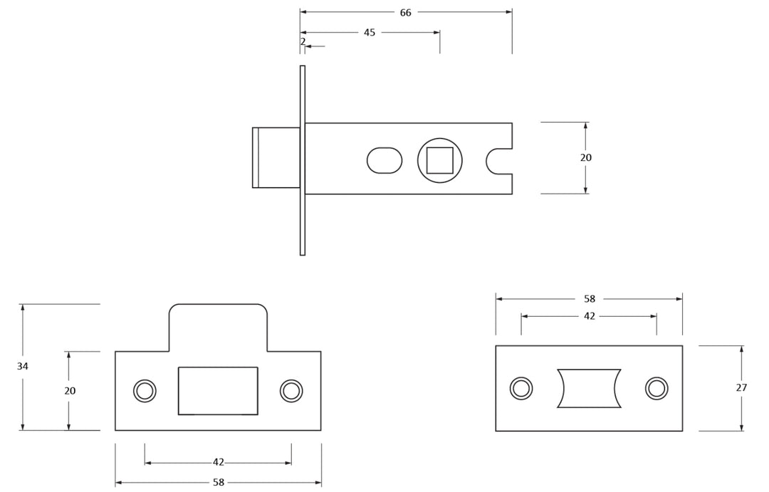 From the Anvil Residential 2½" Tubular Latch - 45/66mm