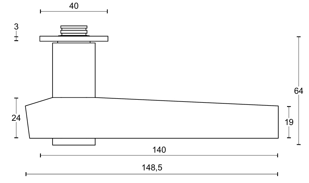 Formani Tense BB100P236 Lever Handle on Plate technical drawing - itfitz